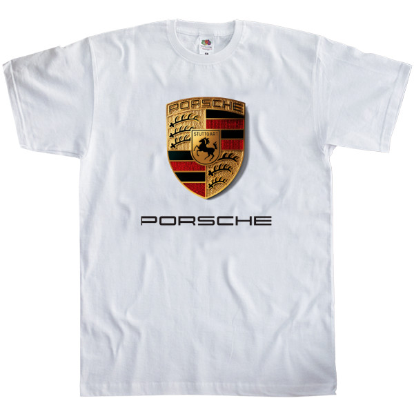 Футболка Классика Мужская Fruit of the loom - Porsche - Logo 1 - Mfest