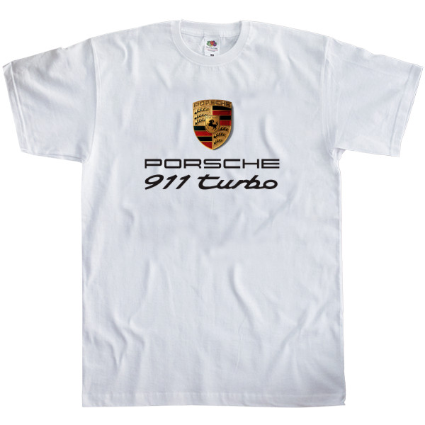 Футболка Классика Мужская Fruit of the loom - Porsche - Logo 3 - Mfest