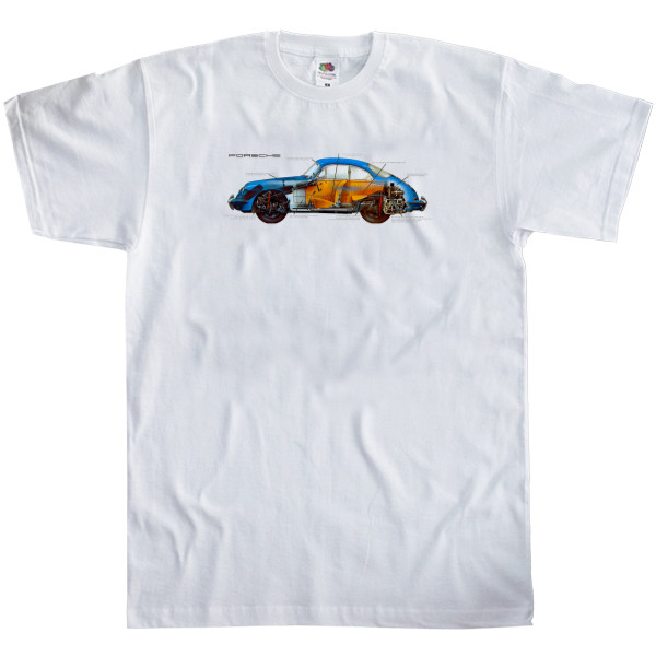 Футболка Классика Мужская Fruit of the loom - Porsche - Logo 8 - Mfest