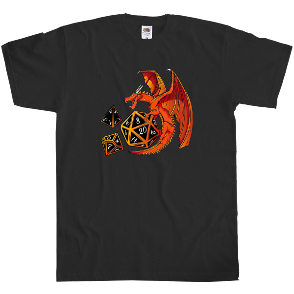 Men's T-Shirt Fruit of the loom - Dice Dragon - D20, D4, D10 - Mfest