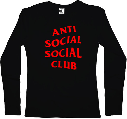 Футболка з Довгим Рукавом Жіноча - Anti social social club 01 red - Mfest