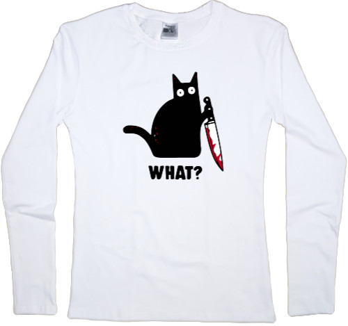 Women's Longsleeve Shirt - CAT WHAT (MEME) - Mfest