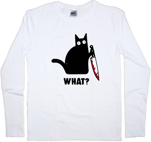 Men's Longsleeve Shirt - CAT WHAT (MEME) - Mfest