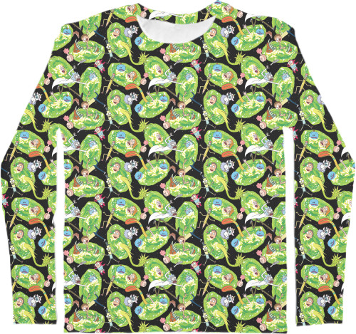 Kids' Longsleeve Shirt 3D - РИК И МОРТИ (ПАТТЕРН) 2 - Mfest