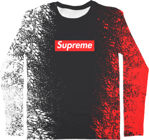 Kids' Longsleeve Shirt 3D - Supreme (Red and white paint) - Mfest