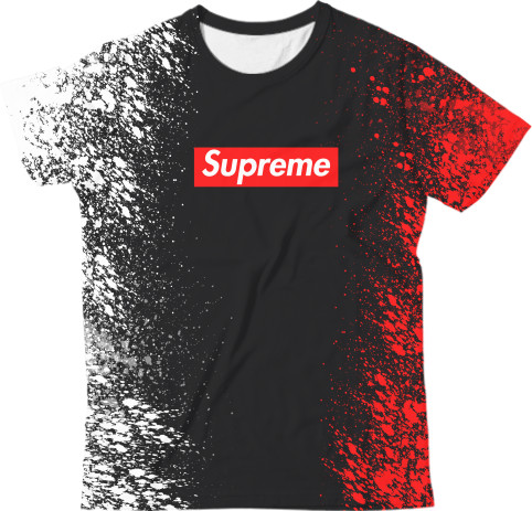 Kids' T-Shirt 3D - Supreme (Red and white paint) - Mfest