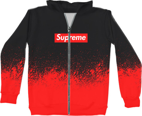 Unisex Zip-through Hoodie 3D - Supreme (Красная краска) - Mfest