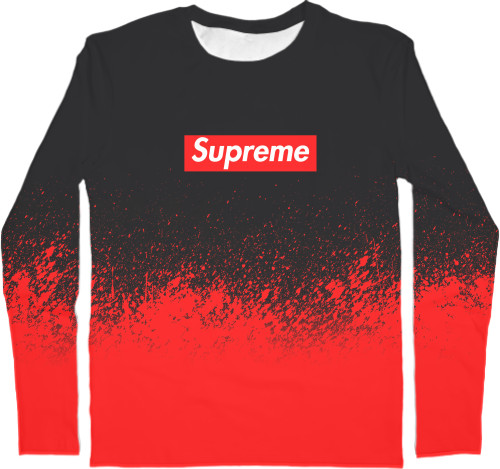 Men's Longsleeve Shirt 3D - Supreme (Красная краска) - Mfest