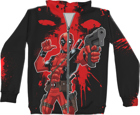 Unisex Zip-through Hoodie 3D - Deadpool (3) - Mfest