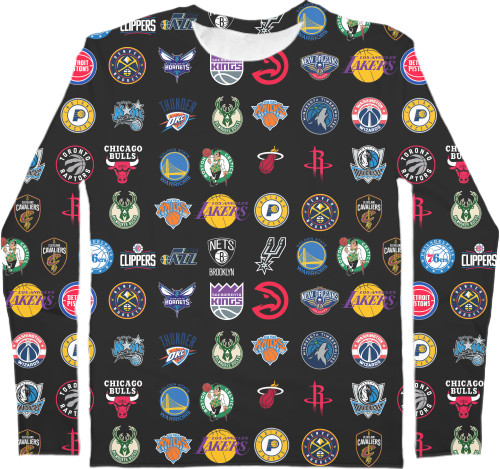 Men's Longsleeve Shirt 3D - NBA (ЛОГОТИПЫ 1) - Mfest