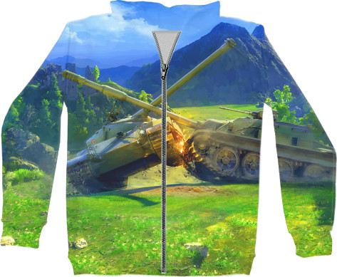 World of Tanks - Unisex Zip-through Hoodie 3D - Подарок Танкисту - Mfest