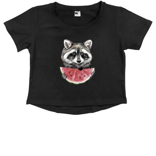 Kids' Premium Cropped T-Shirt - Енот 4 - Mfest