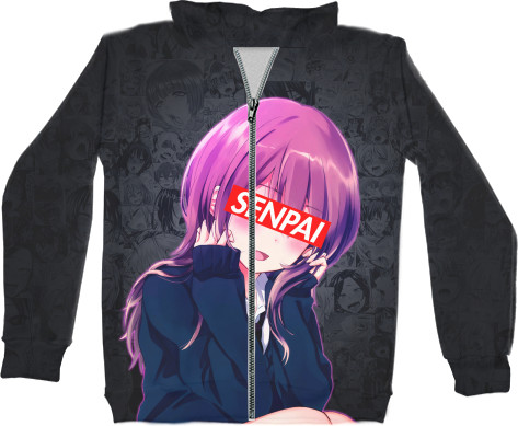 Unisex Zip-through Hoodie 3D - Anime Senpai 4 - Mfest