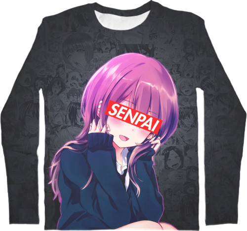 Men's Longsleeve Shirt 3D - Anime Senpai 4 - Mfest