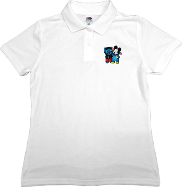 Women's Polo Shirt Fruit of the loom - Стич и Микки Маус - Mfest