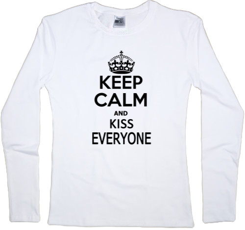 Футболка з Довгим Рукавом Жіноча - Keep calm and kiss everyone - Mfest