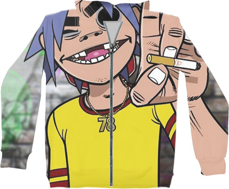 Unisex Zip-through Hoodie 3D - Gorillaz 2 - Mfest