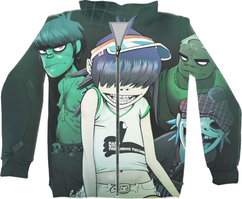 Unisex Zip-through Hoodie 3D - Gorillaz 1 - Mfest