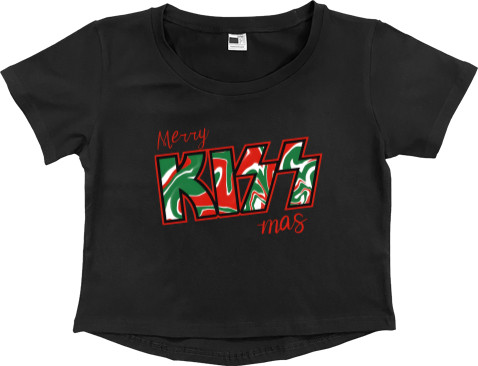 Women's Cropped Premium T-Shirt - Merry KISS mas - Mfest