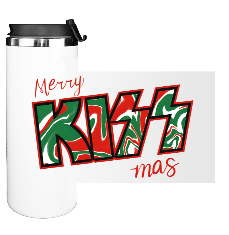 Water Bottle on Tumbler - Merry KISS mas - Mfest