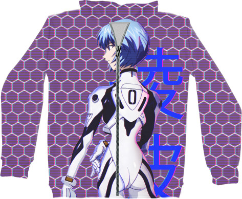 Unisex Zip-through Hoodie 3D - Rei Ayanami 4 - Mfest