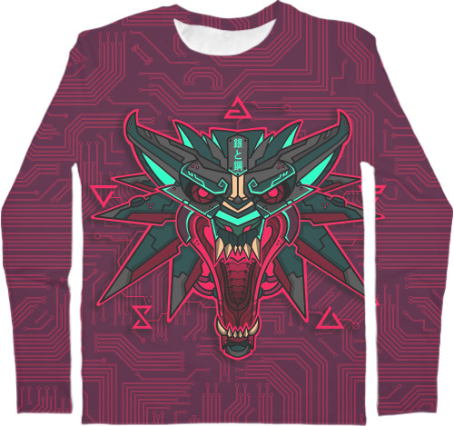 Kids' Longsleeve Shirt 3D - Cyber WItcher - Mfest