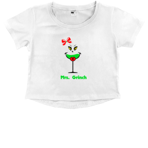 НОВЫЙ ГОД - Kids' Premium Cropped T-Shirt - Mrs. Grinch - Mfest