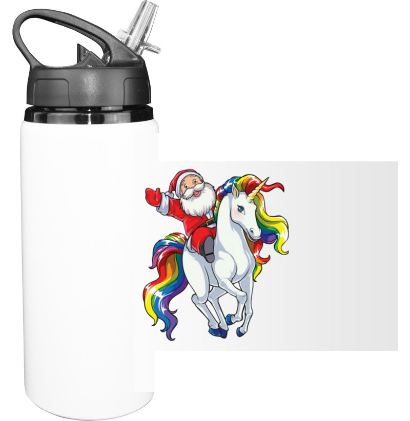 Sport Water Bottle - Unicorn Santa - Mfest