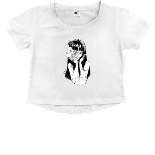 Kids' Premium Cropped T-Shirt - Томиэ Ахегао - Mfest