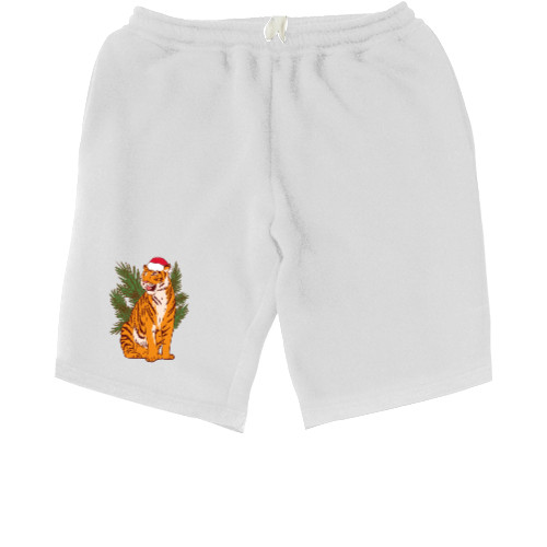 Men's Shorts - Тигр в шапке новогодей - Mfest