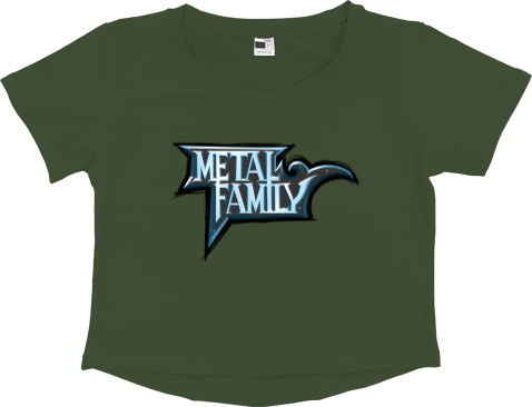 Metal family / Металлическая семья - Кроп - топ Премиум Женский - Metal family логотип - Mfest