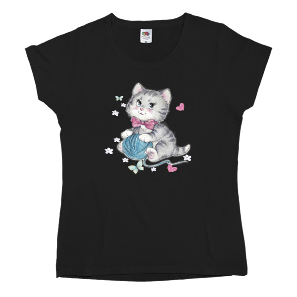 Women's T-shirt Fruit of the loom - Котик с клубком - Mfest