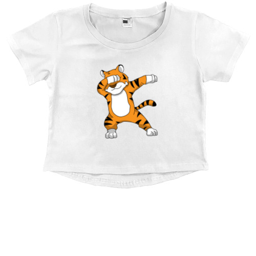 Kids' Premium Cropped T-Shirt - Tiger Dabbing - Mfest