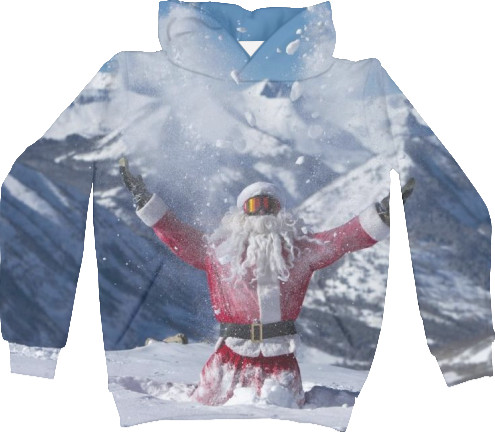 Kids' Hoodie 3D - Santa в горах - Mfest