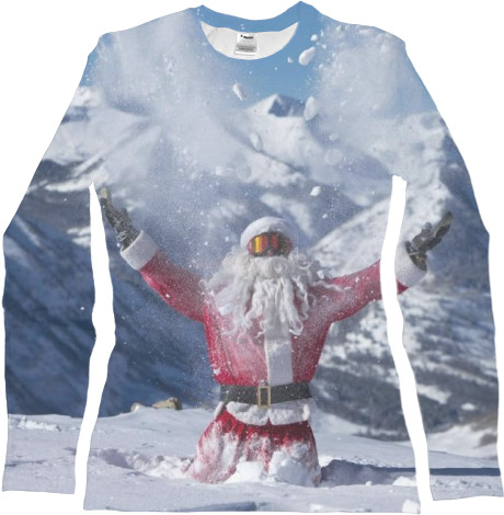 Women's Longsleeve Shirt 3D - Santa в горах - Mfest