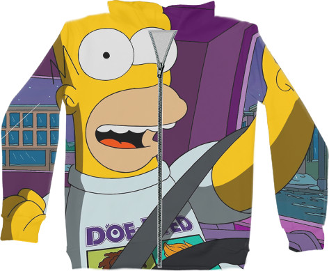 Unisex Zip-through Hoodie 3D - Simpsons-3 - Mfest