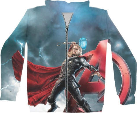 Unisex Zip-through Hoodie 3D - thor-1 - Mfest