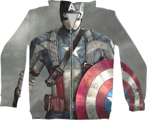 Unisex Zip-through Hoodie 3D - Captain-America-11 - Mfest