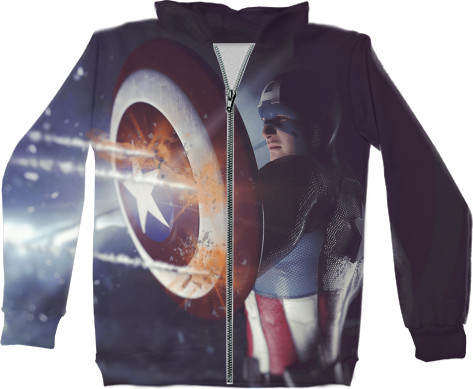 Unisex Zip-through Hoodie 3D - Captain-America-8 - Mfest