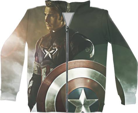 Unisex Zip-through Hoodie 3D - Captain-America-4 - Mfest