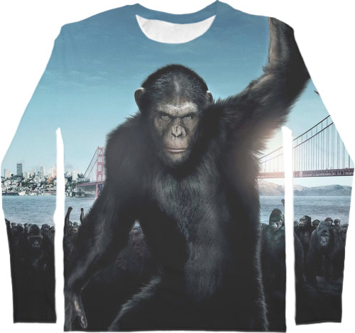 Men's Longsleeve Shirt 3D - Planet-Of-The-Apes-2 - Mfest