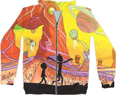 Unisex Zip-through Hoodie 3D - Rick and Morty-1 - Mfest