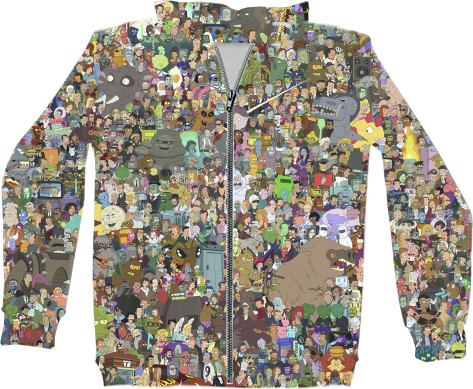 Unisex Zip-through Hoodie 3D - Futurama-1 - Mfest