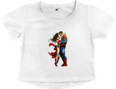 Women's Cropped Premium T-Shirt - Superman and Wonder women - Mfest