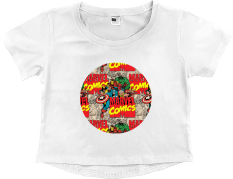 Women's Cropped Premium T-Shirt - Marvel comics 3 - Mfest