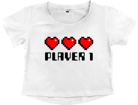 Women's Cropped Premium T-Shirt - Gamer Love Player 1 - Mfest