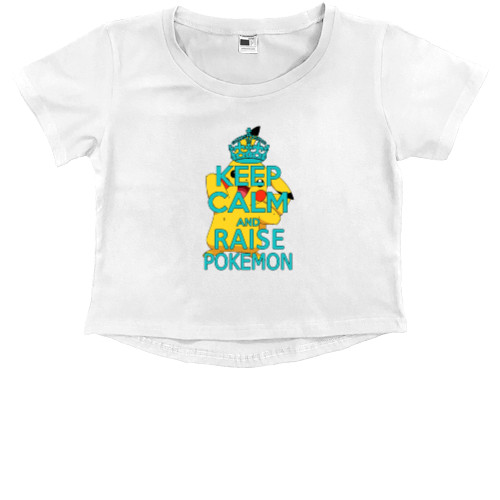 Kids' Premium Cropped T-Shirt - Keep calm and raise pokemon - Mfest