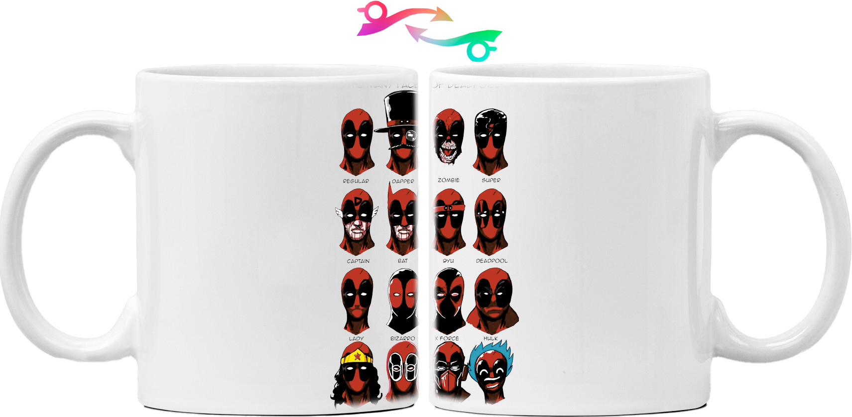 Кружка - The many faces of deadpool - Mfest