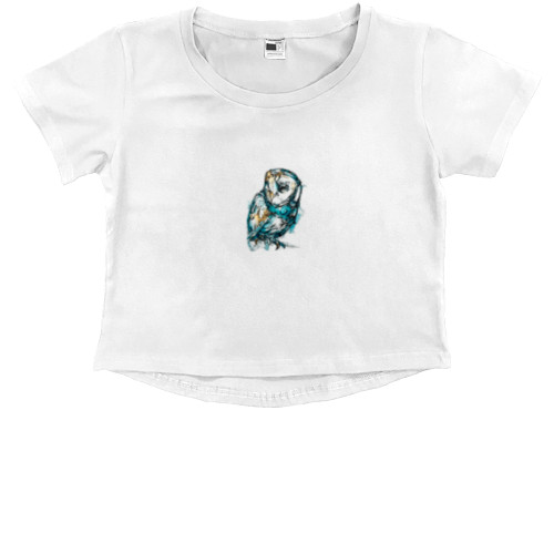 Kids' Premium Cropped T-Shirt - Сова 4 - Mfest