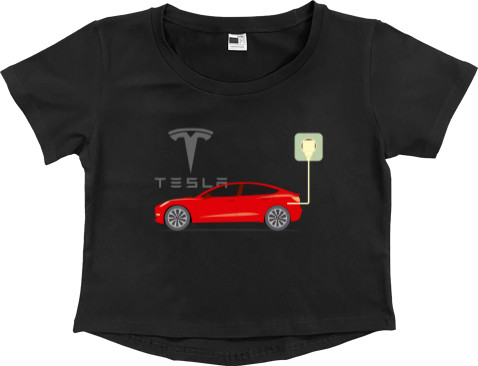 Women's Cropped Premium T-Shirt - Tesla 9 - Mfest